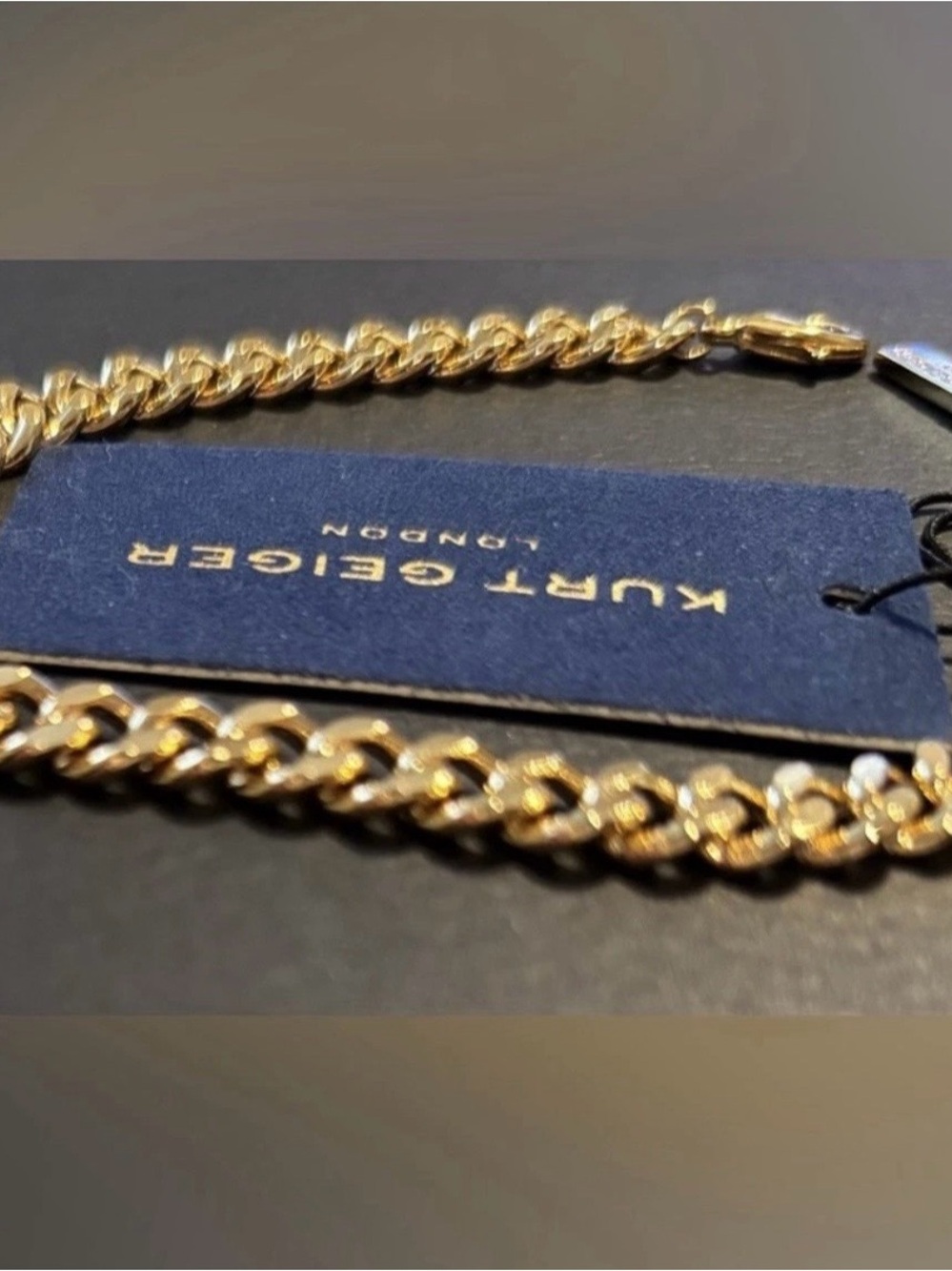 Kurt Geiger Gold Curb Chain Bracelet with Eaglehead - Picture 8 of 8